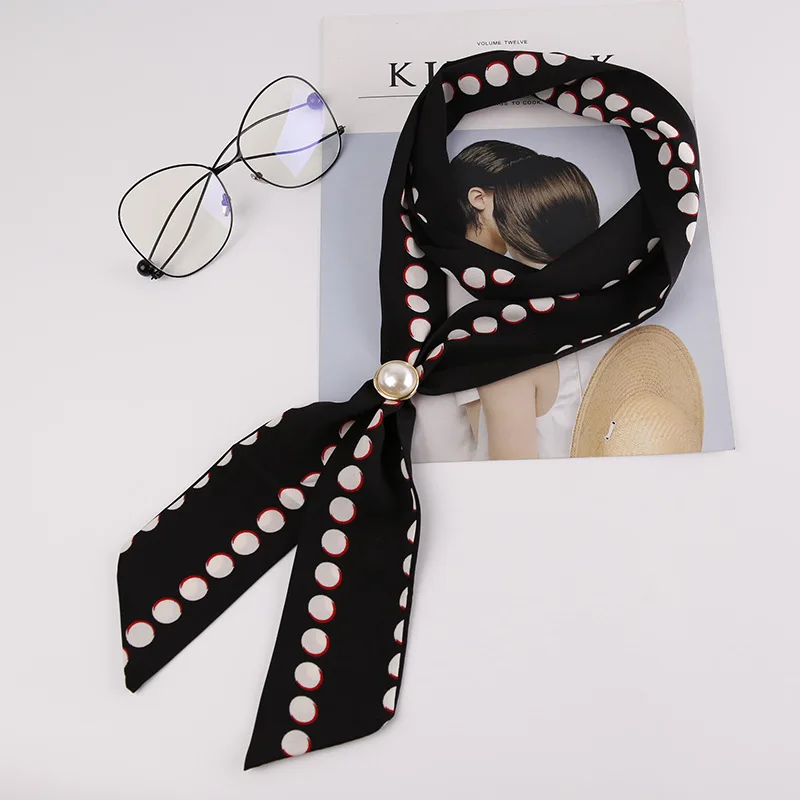 Long Narrow Neck Scarf Female Narrow Ribbon Decoration Fashion Print