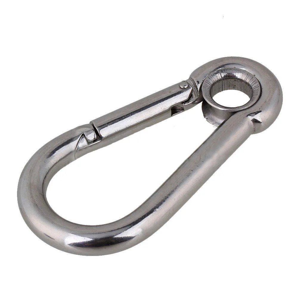 

100mm Silver 304 Stainless Steel Carabiner Spring Camping Climbing Secure Lock M10 Snap Hook Eyelet Link