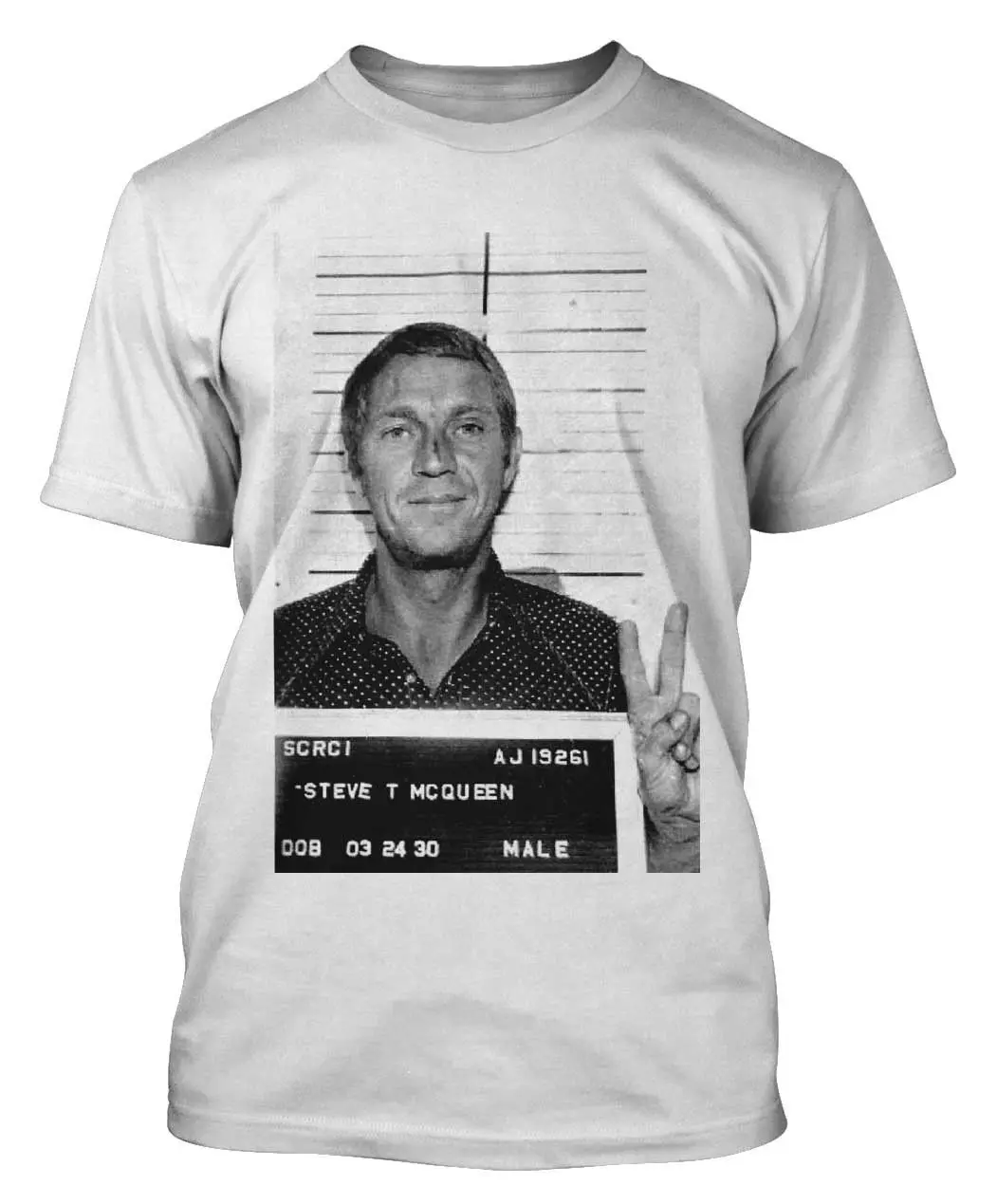 STEVE MCQUEEN MUG SHOT футболка Новая мужская женская Ретро черная и белая смешная 100%