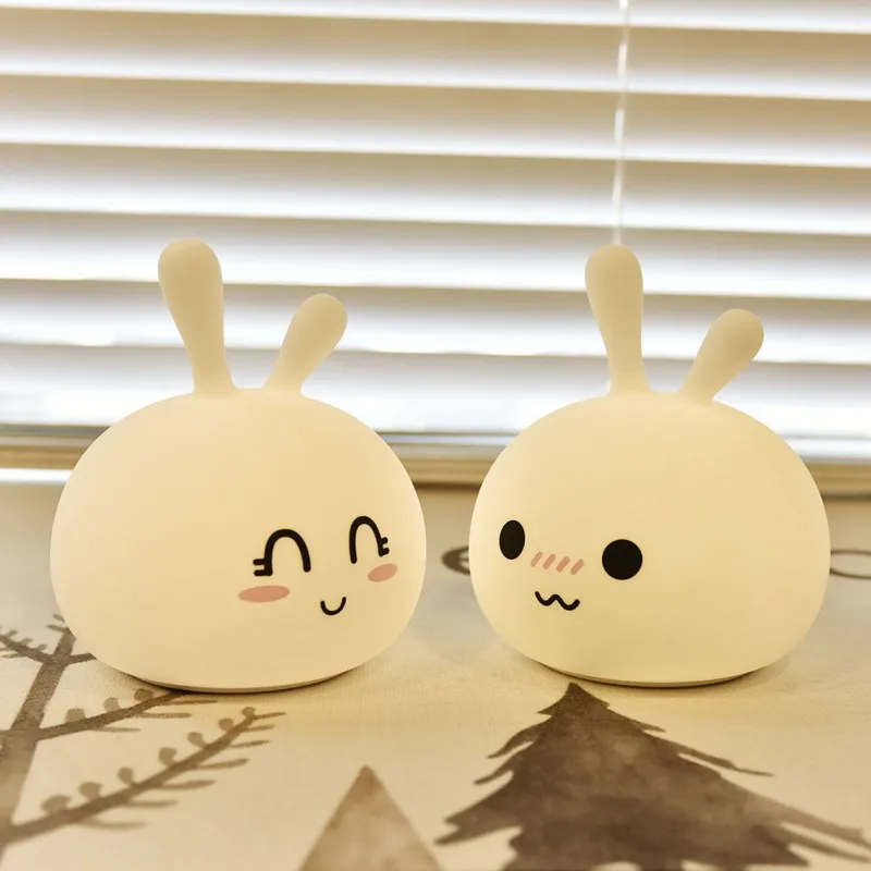 

Rechargeable Touch Sensor Baby Kids Night Bedroom Lamp Children Gift Colorful Rabbit Silicone Led Glow Party Light Decor