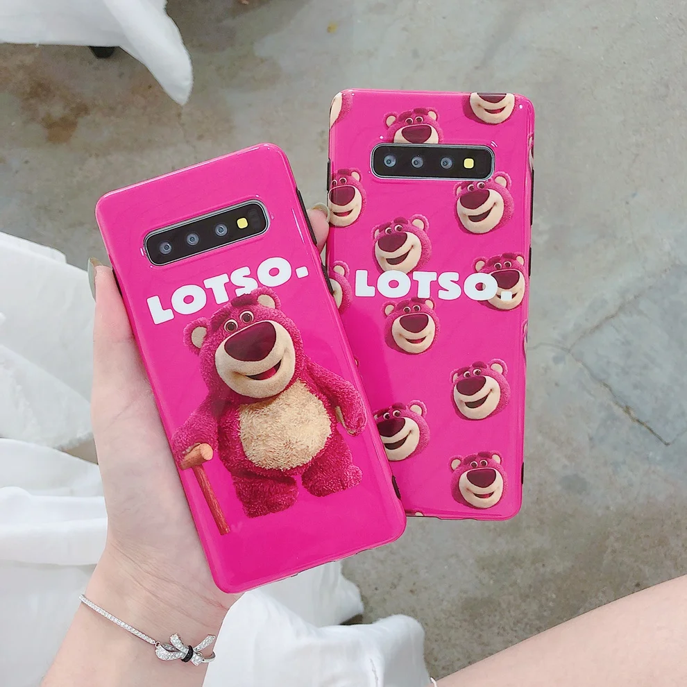 

Cartoon Strawberry Bear Phone Cases for Samsung S10 S10Plus S8 S9 Plus Note8 Note9 Soft TPU Cute Disneys Case Cover Fundas Capa