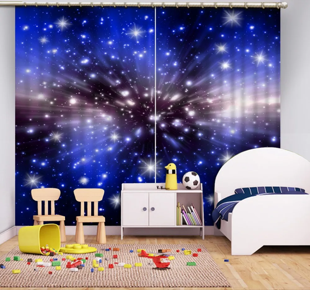 Modern Living room Curtains star sky blue Curtains For Windows Blackout
