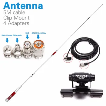 

Harvest HAR-770 Dual Band Antenna+Clip Mnout +SMA-F/SMA-M/BNC/SL16 4 Adapters for Yaesu Baofeng UV-5R Walkie Talkie Mobile Radio