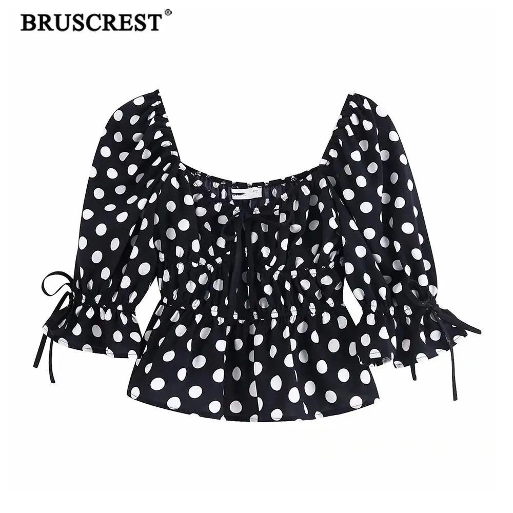 

Vintage ruffle chic bow womens tops and blouses 2019 summer boho polka dot plus size women tops shirt streetwear Korean blusas