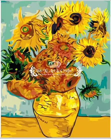 DIY настенные картины Акриловая картина маслом Раскраска по номерам на холсте для уникального подарка домашний декор абстрактный Ван Гог подсолнух - Цвет: Цвет: желтый