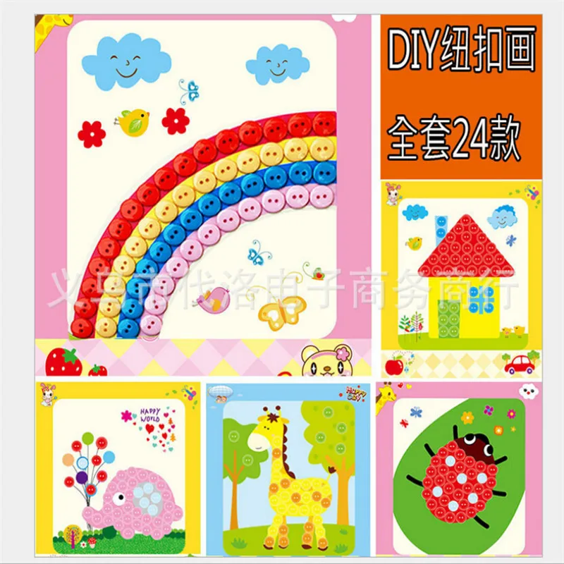 

5pcs/set Creative Educational Early Learning DIY Buttons Puzzles Kids Baby Toys Children handmade button painting multi style