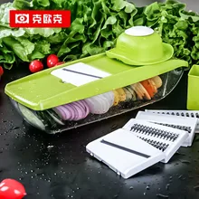 Gemüseschneider Box Einstellbar Mandolinenschneider mit 4 Austauschbar Edelstahl Klingen Schäler Reibe BOX