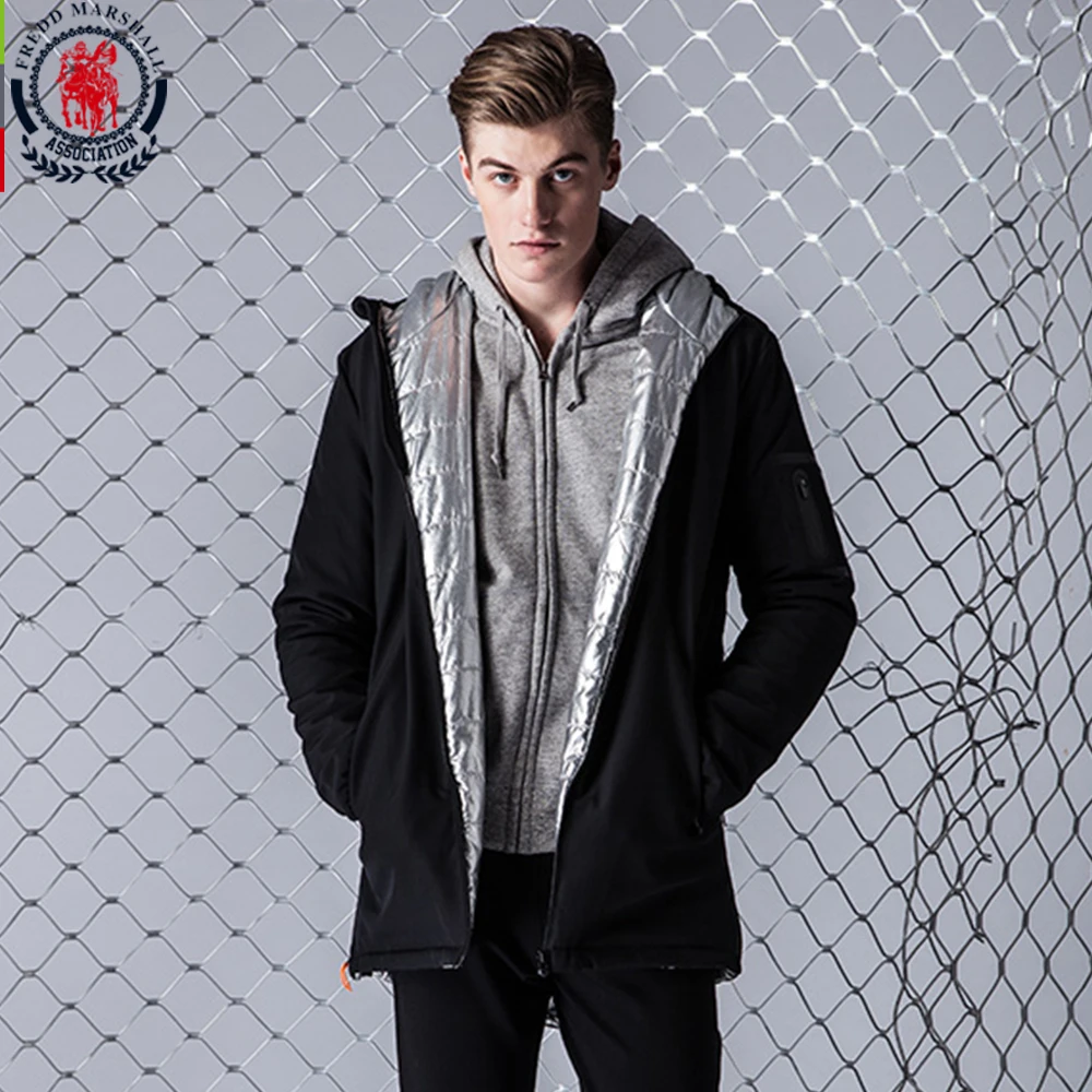 Fredd Marshall 2017 Mens Winter Fashion Fur Collar Long