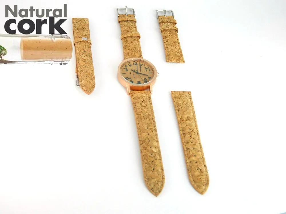 

Natural cork watch strap rustic cork with PU leather handmade vegan high quality 946