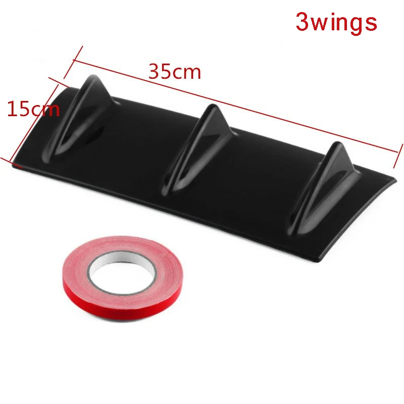 Universal trasera inferior parachoques labio difusor de aleta de tiburón Spoiler brillo negro 3/5Fin NR-envío Universal trasera inferior parachoques labio difusor de aleta de tiburón Spoiler brillo negro 3/5Fin NR-envío