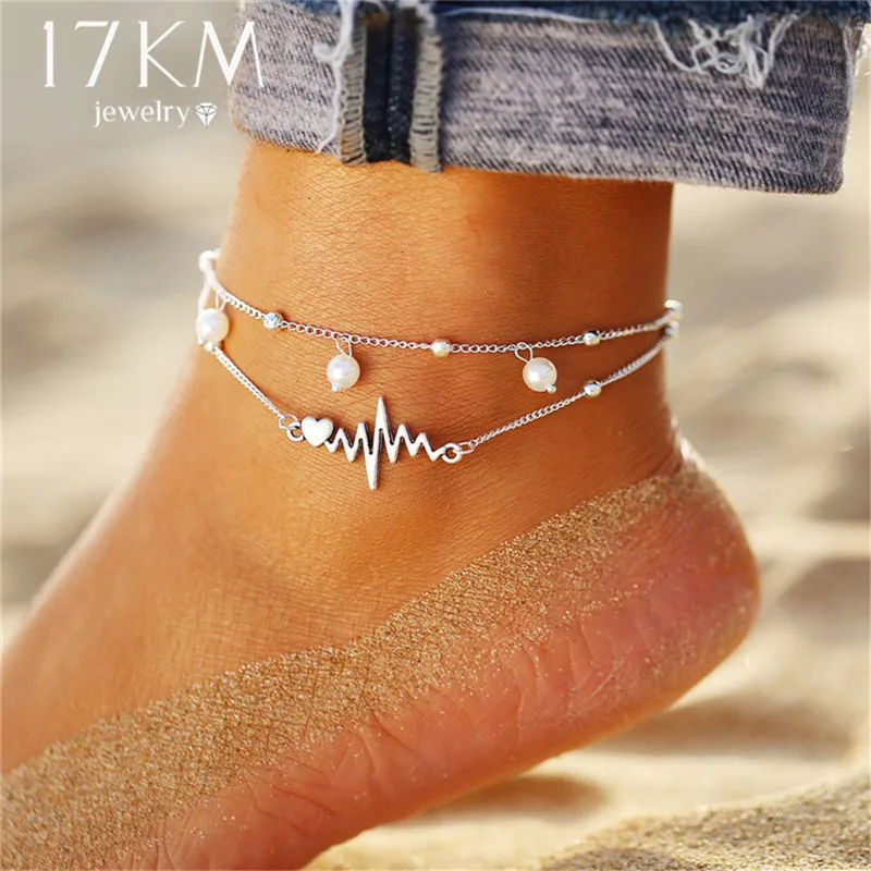 17KM 6 Design Fashion Anklets Bracelet For Ankle 2019 Vintage Simulation Pearl Heart Beads Anklet Woman Bohemian Jewelry 17KM 6 Design Fashion Anklets Bracelet For Ankle 2019 Vintage Simulation Pearl Heart Beads Anklet Woman Bohemian Jewelry
