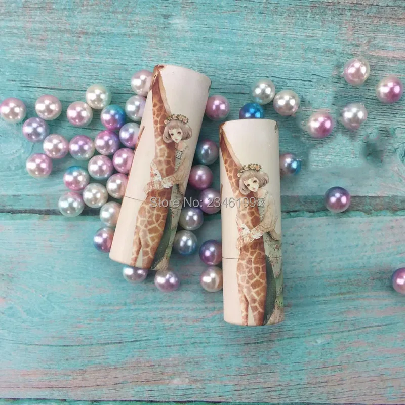 Papery Lipstick Tube 12.1mm Empty Lipstick Cosmetic Container Giraffe Girl Lipbalm Tube With Box Empty Papery Lipbalm Tube (4)