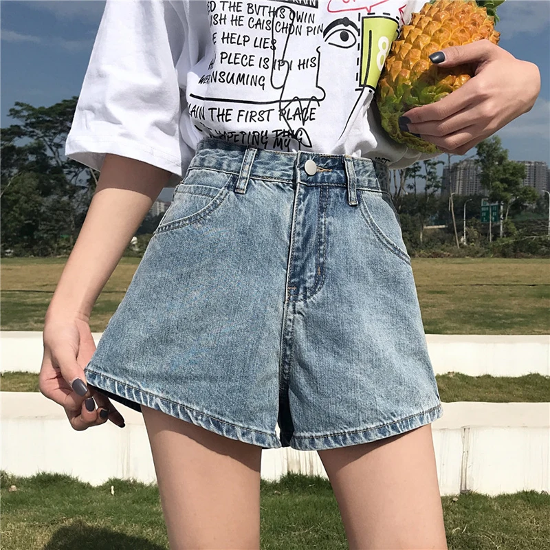 

Mihoshop Ulzzang Korean Korea Women Fashion Clothing High Waist Wide Leg Denim Jeans Shorts Pants