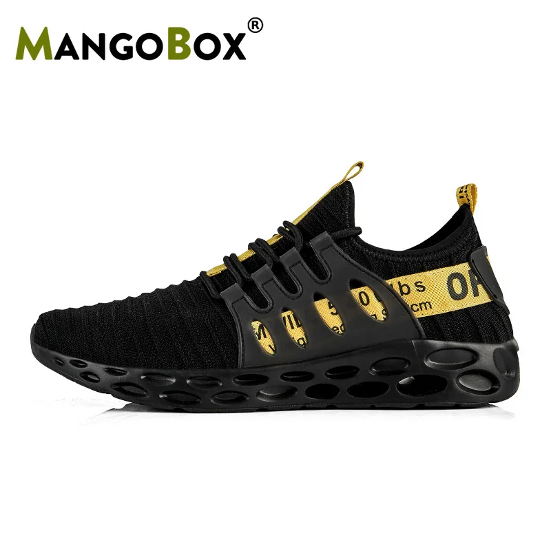 

Mangobox Hot Male Athletic Shoes Comfortable Gym Outdoor Shoes FlyWire Black Walking Shoes Men Designer Lace Up Young Sneakers