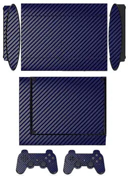 

Blue Carbon Fiber Vinyl Skin Sticker Protector for Sony PS3 Super Slim 4000 and 2 controller skins Stickers