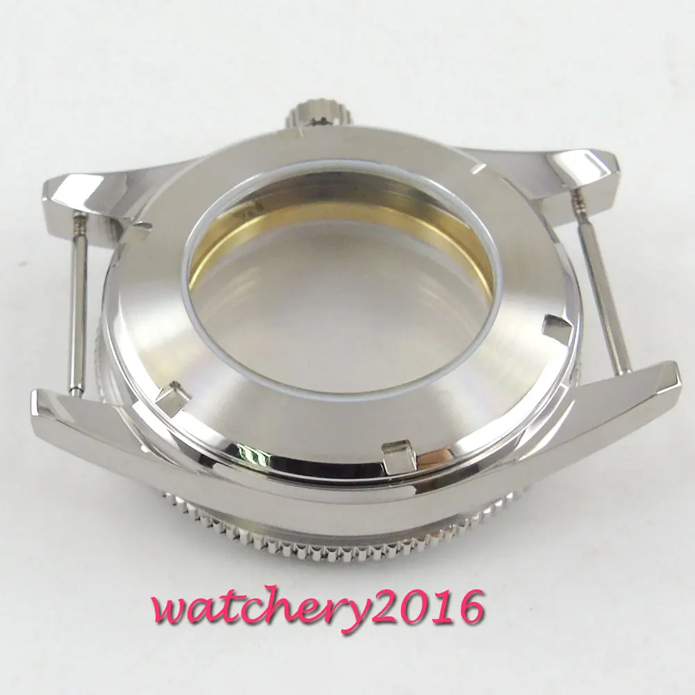 41mm stainless steel case blue ceramic bezel sapphire crystal fit eta 2824 2836 miyota 82 movement watch case