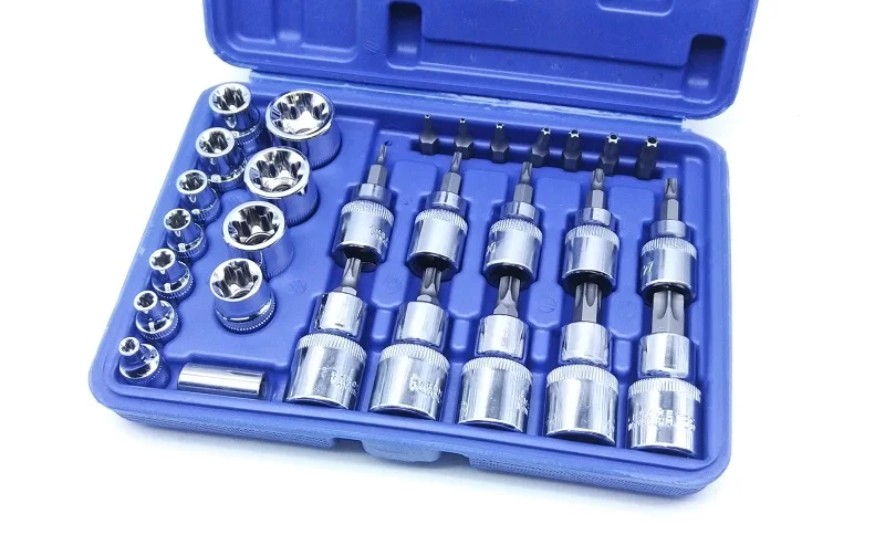 New 29Pcs/set Star Set Male Female Sockets With 1/4" 3/8" 1/2" Torx
