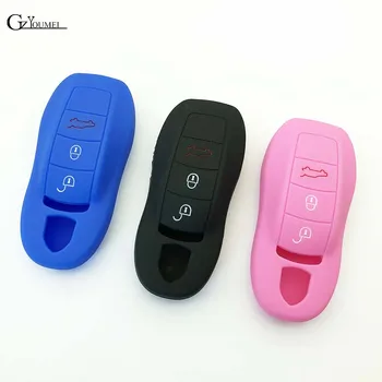 

gzyoumei 3 Buttons Remote Silicone Rubber Car Key Fob Cover Case Sticker For Porsche Boxster Cayman Macan Panamera Cayenne 911