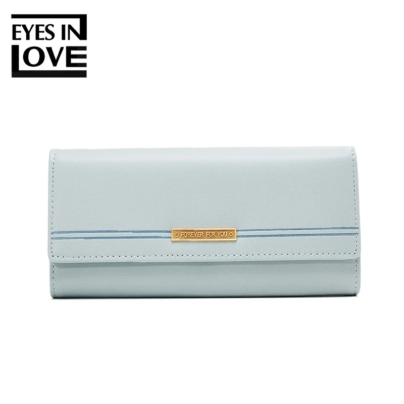 

5 Colors Forever Young Tri Fold Women Purse Long PU Leather New Fashion Card Holder Phone Bag Luxury Designer Women Wallets