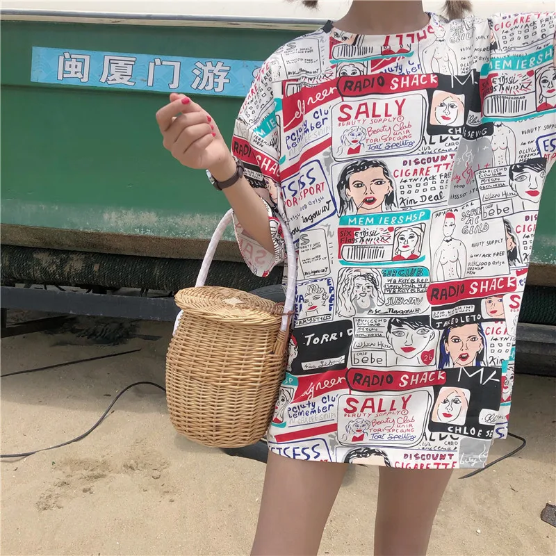 

Woman Tops Fashion Summer T Shirt Women Letter Printed T-shirt Women white Tee Shirt Clothing Tops Plus Size Dropship