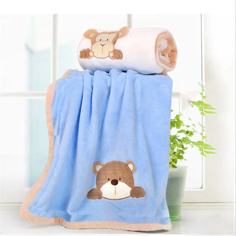 100*80cm Infant Bedding Blanket Cartoon Monkey Rabbit Bear Blanket