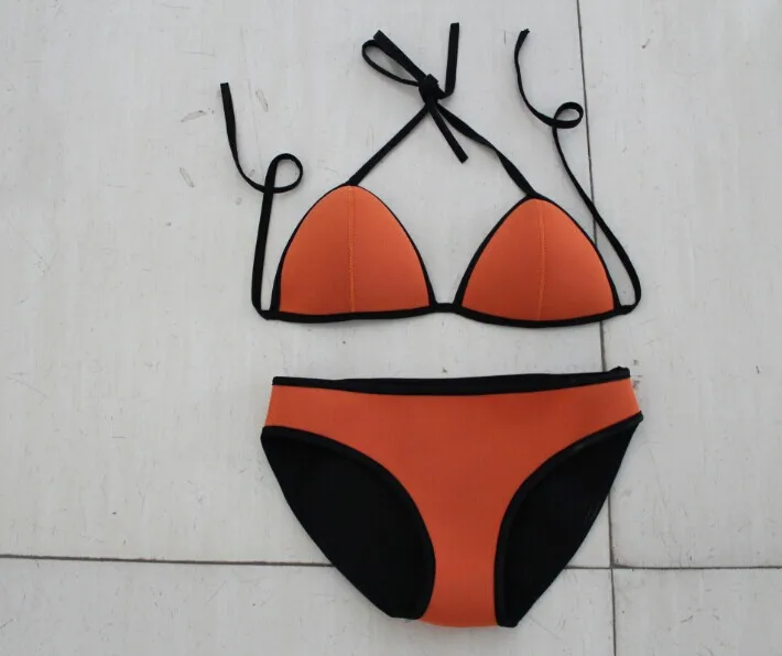 

bikini 2017 beach new triangular bag bikini neoprene swimwear women split split color swimsuit