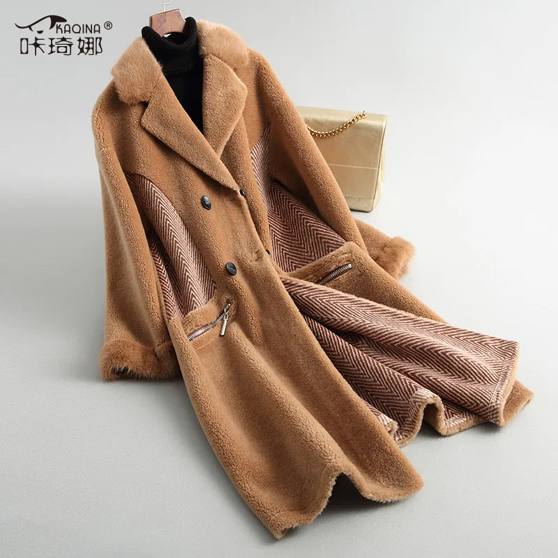 

Real Fur Coat 100% Wool Jacket Mink Autumn Winter Coat Women Clothes 2018 Korean Vintage Long Coats Manteau Femme Hiver 18020 ZT