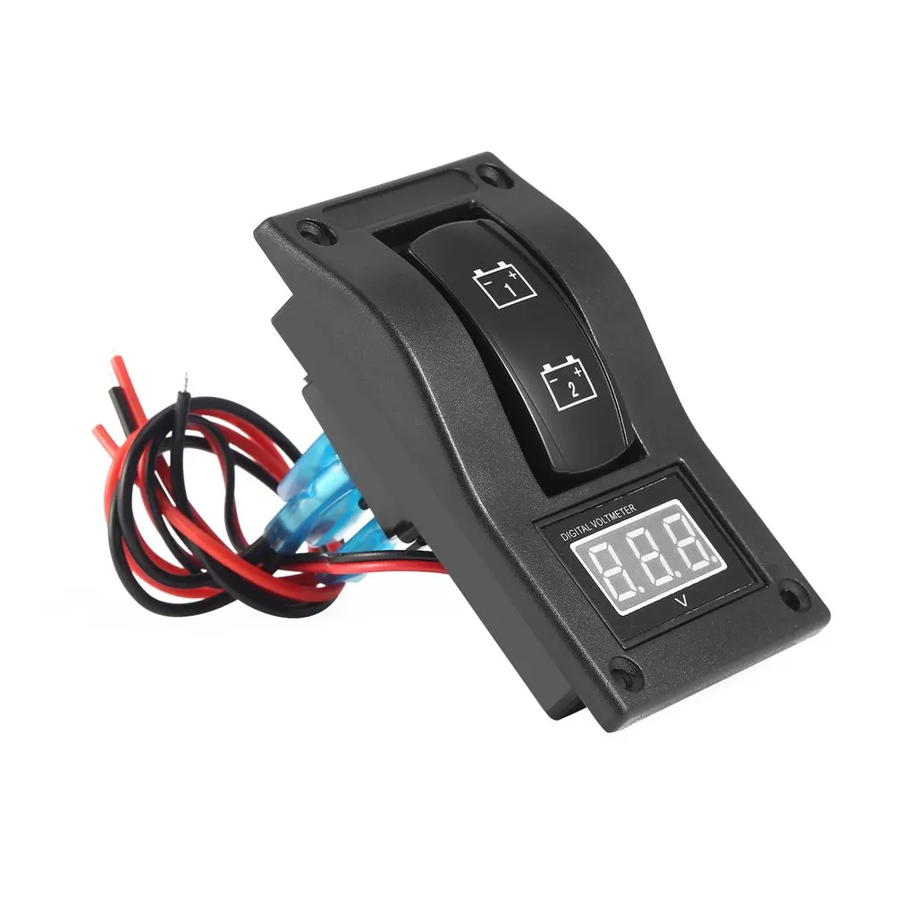 Waterproof 12-24V LED Dual Digtal Voltmeter Battery Test Panel Rocker Switch for Car Motorcycle Truck Marine Boat Free Shipping