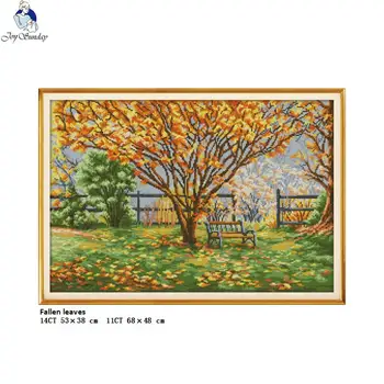 

Joy Sunday Fallen Leaves Pattern Home Decor Paintings Counted Printed On Canvas DMC 11CT 14CT Cross Stitch kits Embroider