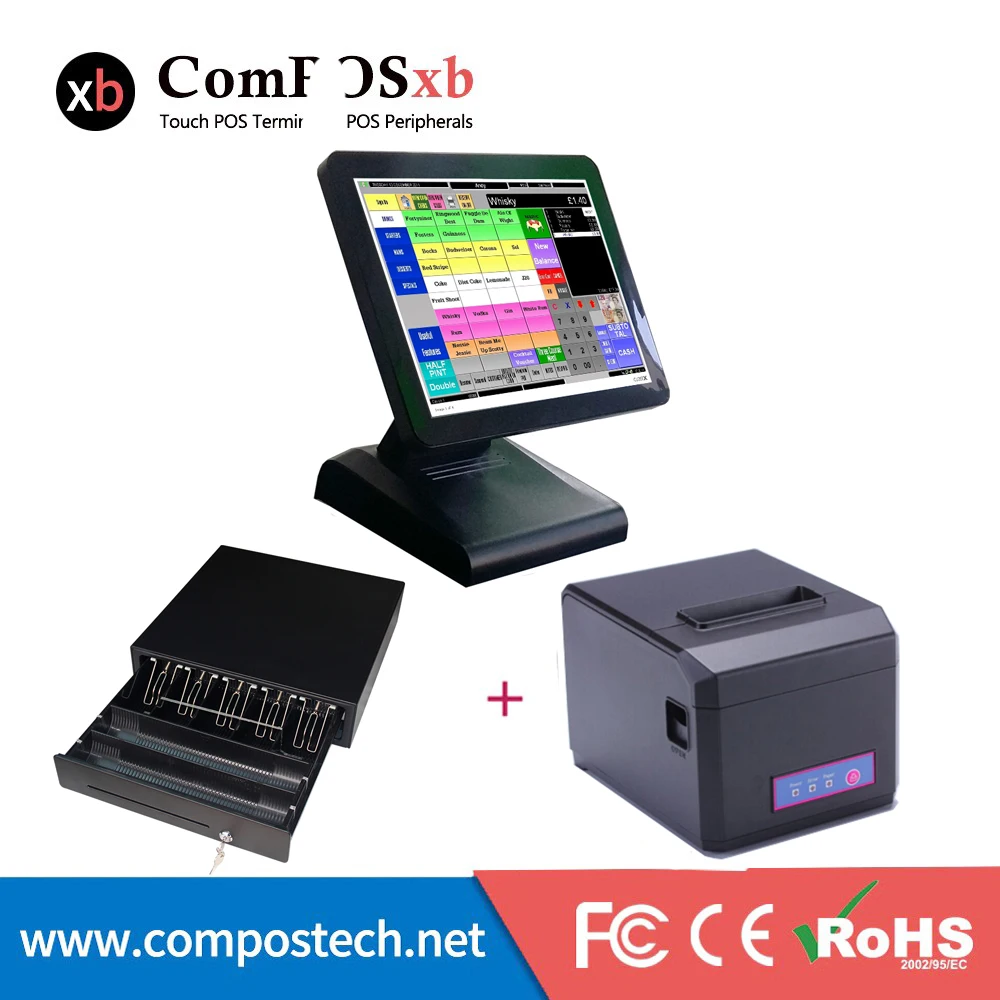 Black Color Point Of Sale Cashier Register Monitor Pc
