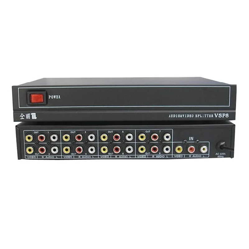 Saída de Áudio e Vídeo Freeshipping Maneira Entrada Amp Spliter Rca Conector av Splitter 220v 50hz 8 1