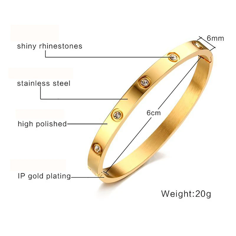 ROXI Модные браслеты из нержавеющей стали для женщин/мужчин золотой цвет пара браслет-кафф с кристаллами& Браслеты Любовь ювелирные изделия pulseras