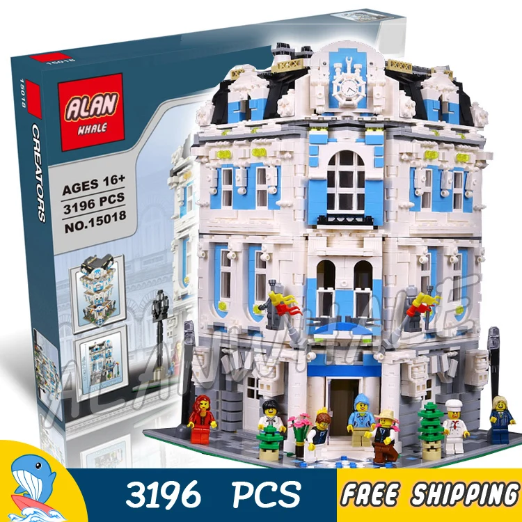 

3196pcs 15018 Creator Expert Sunshine Hotel Modular Building series Kit Model Blocks Toys Office structure Compatible With Lego