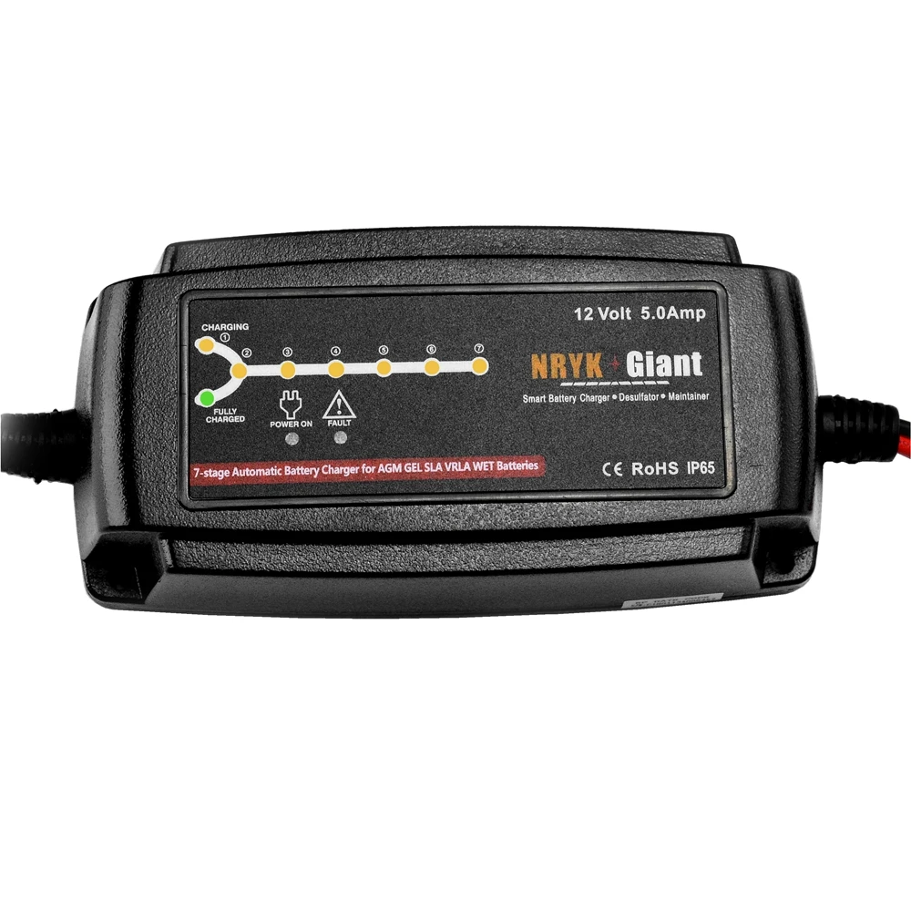 

New Arrival 12V 5A 7-stage Indicators Smart Car Battery Charger Desulfator Maintainer for Vehicle Lead Acid Batteries 6-120AH