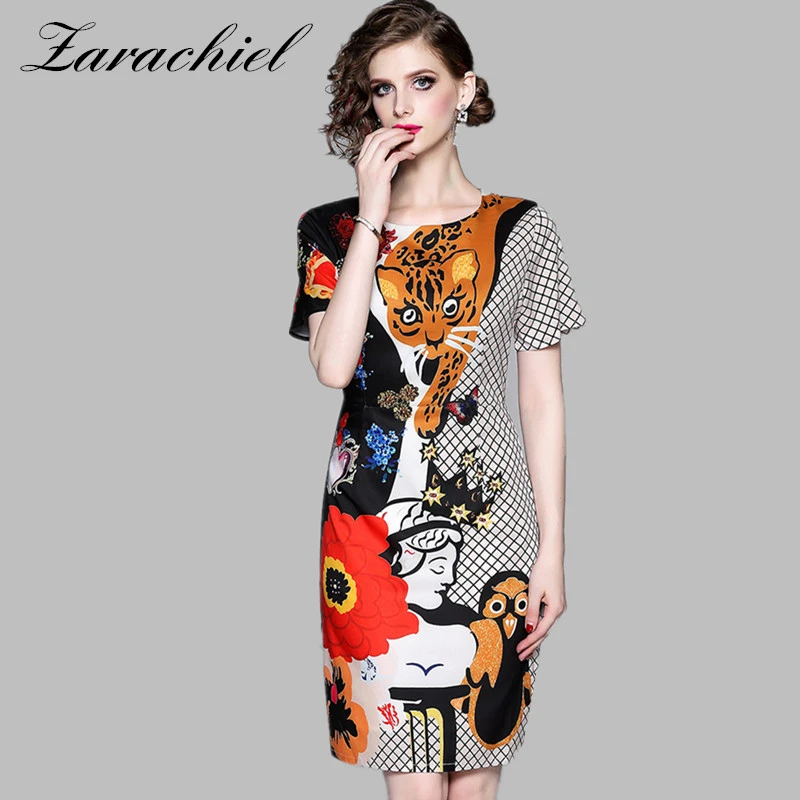 Cartoon print dress womens Clearance