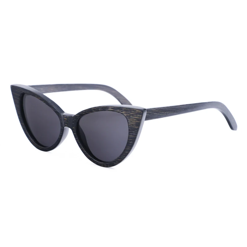 grey lens BerWer солнцезащитные очки черный бамбук бамбуковые поляризационные солнцезащитные очки Для женщин UV400 защитные очки в пробковая коробка - Цвет линз: grey lens