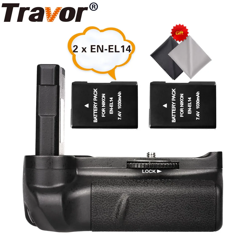 

Travor Battery Grip Holder For Nikon D5100 D5200 D5300 DSLR Camera+2pcs EN-EL14 batteries+2pcs Microfiber Cleaning Cloth
