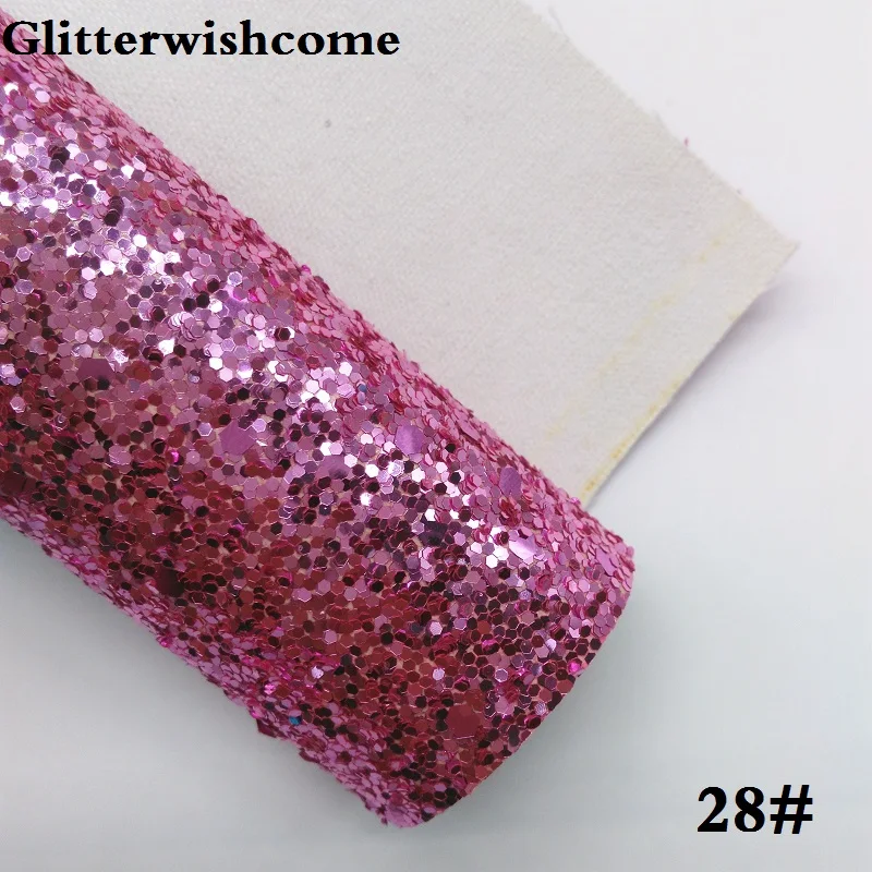 Glitterwishcome 30X134 см мини-рулон синтетическая кожа, массивная блестящая кожа ткань винил для луков, GM021 - Цвет: 28