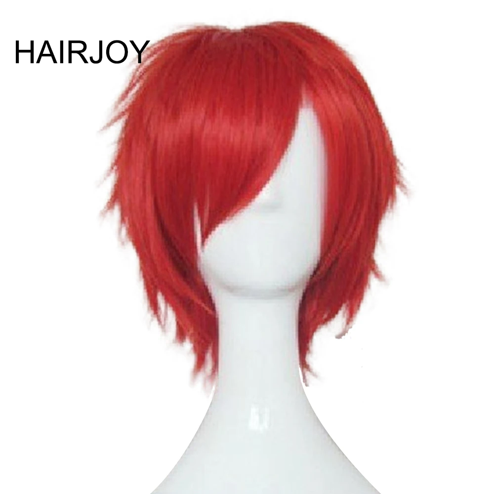 

HAIRJOY Red Green Blue Brown Pink Orange Cosplay Wig Man's Layered Short Straight Synthetic Hair Wigs Free Shipping