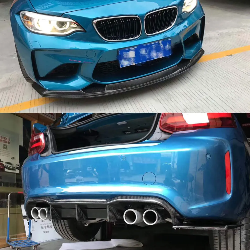 Комплекты кузова из углеродного волокна для передних губ боковые юбки задний диффузор задний спойлер крыло для BMW F87 M2- М стиль