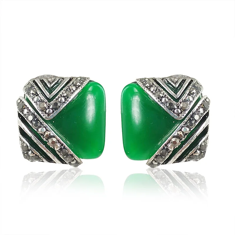 1 Pair  Fashion Classic Imitation jewel Earrings Natural Jade Earrings