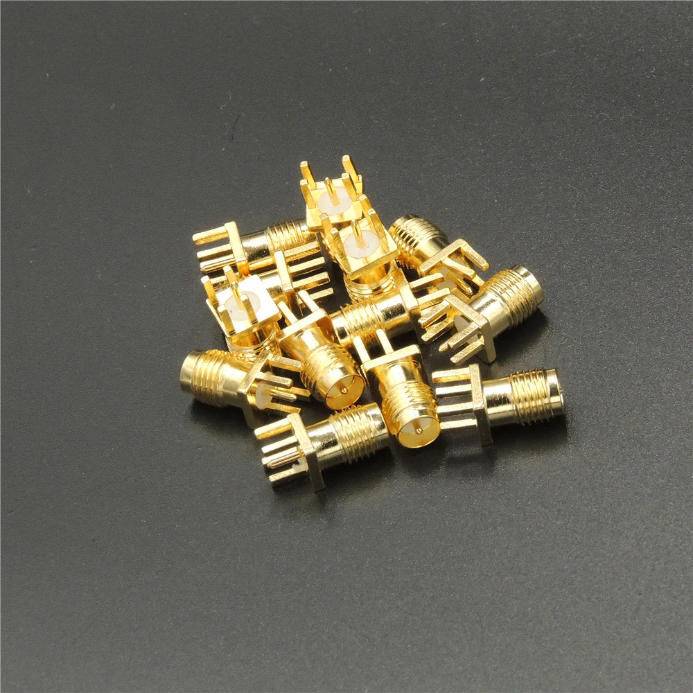 50pcs Gold RP SMA female plug center solder PCB clip edge mount RF