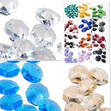 Шт. 3000 шт. 16 Цвет Вырезать стекло кристаллы ЛАМПЫ ЗАПЧАСТИ Octagon бусины соединители радуги Maker 14 мм DIY люстра