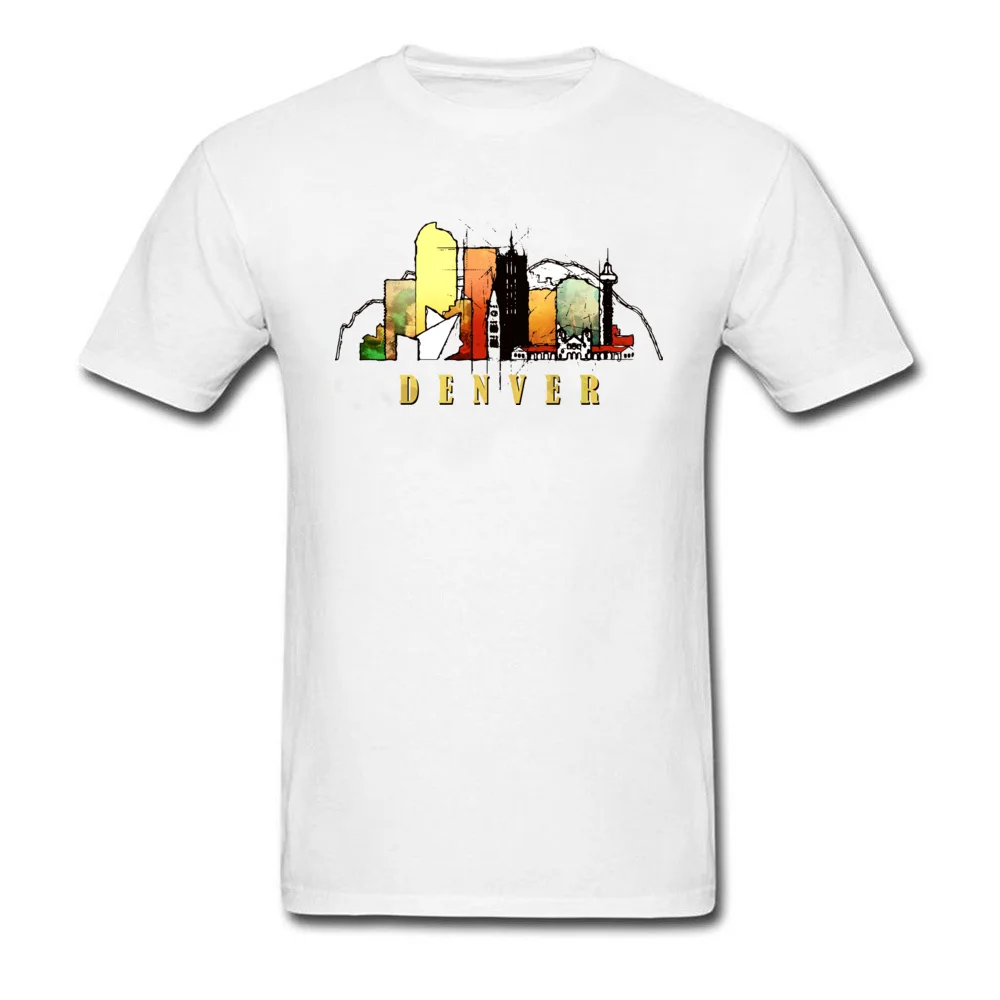 Casual T Shirts 2018 Popular Crew Neck Denver city Pure Cotton Men T Shirt Normal Short Sleeve Tops Tees Free Shipping Denver city white