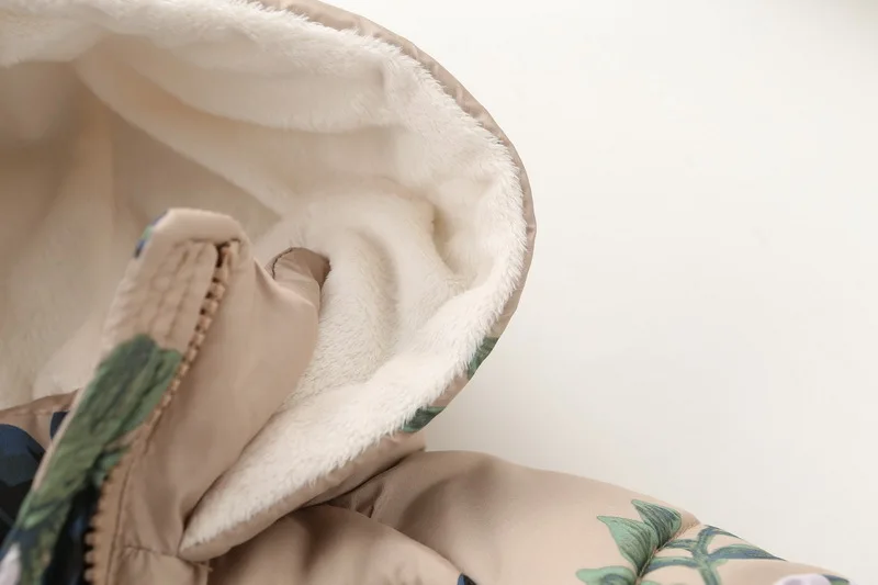 Winter Girls Hooded Jacket Printed Flowers Zipper Winter Coat For Girls Kids Padded Jacket Casual Children's Outerwear 2-9 yrs