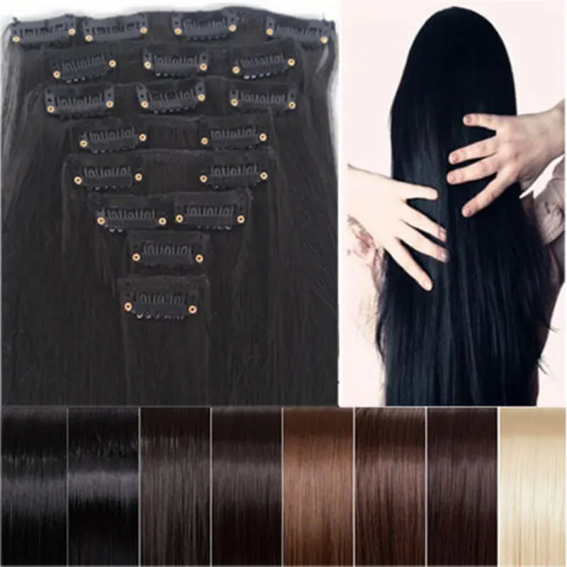 Clearance Sale Cheapest 8pcs 26 Long 170g Straight Style Hair Extension Create Ombre Feeling Soft Synthetic 14 Colors Clip In