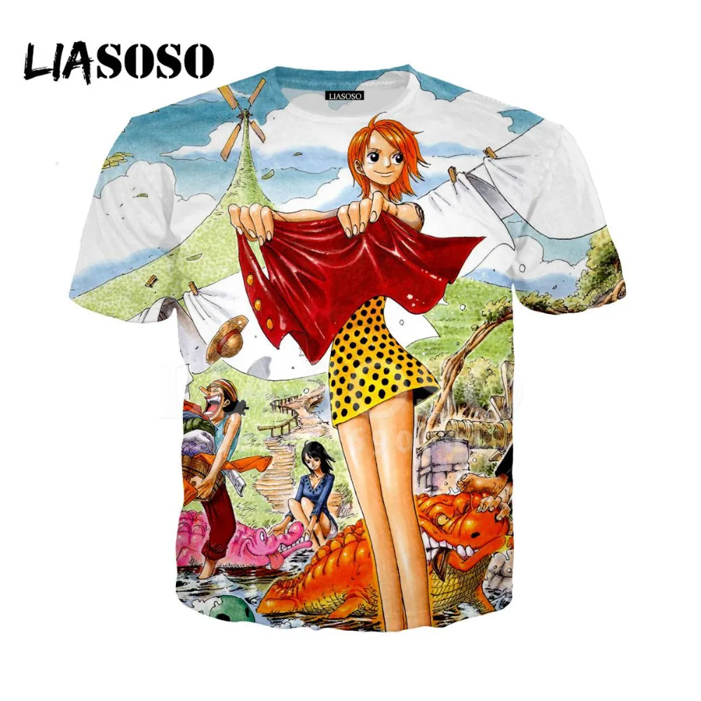 

LIASOSO 3D Print Woman Men Design Japan Anime One Piece Funny Luffy Nami Tony Pattern Tshirt T-shirt Pullover Short SleeveX0934