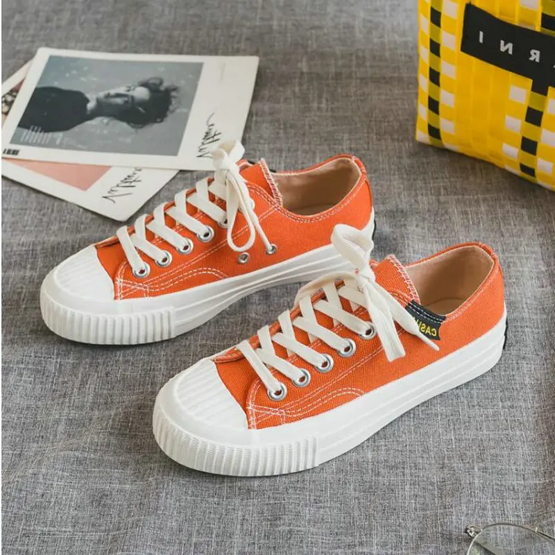 

Woman Canvas Vulcanized Shoes 2019 New Lady fashion Casual Shoes Lace Up Spring Autumn Breathable candy color shoes BB-02