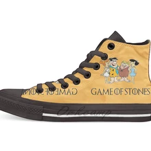 Игра камней дизайн дышащая Повседневная Высокая Топ на шнуровке холщовая обувь кеды для Прямая