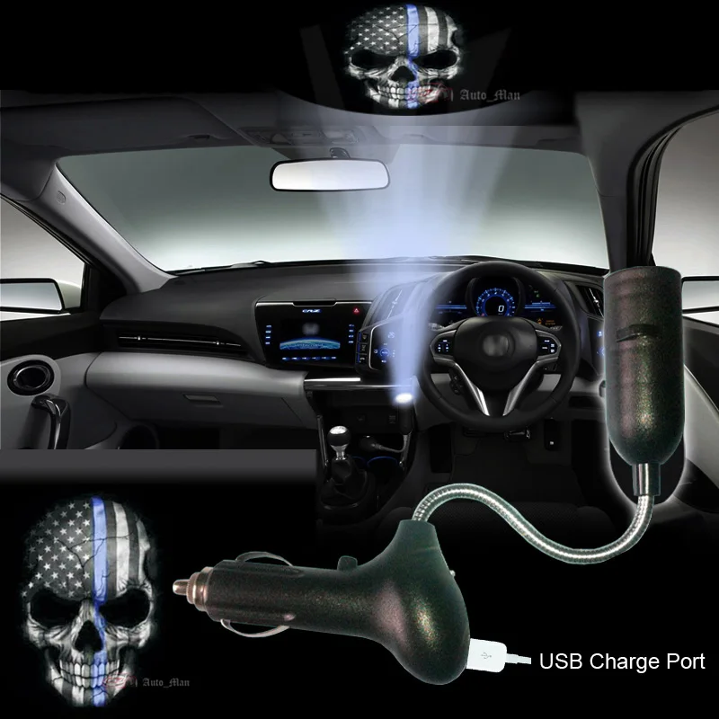 

Flag Skull Logo Car Cigarette Dome Roof Reading Laser Projector Ghost Shadow Decorative Atmosphere LED Light #B4511